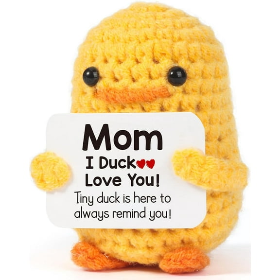 Gifts for Mom Mothers Day - I Duck Love You Mom, Handmade Crochet Funny Cool Cute Small Duck Unique Christmas Stocking Stuffers Xmas Holiday Birthday Presents for Mother Mother's