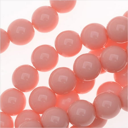 Drops Vintage Glass Bead Strand - Czech Glass Pastella Collection, Smooth Round Druk Beads 6mm, 1 Strand, Vintage Pink