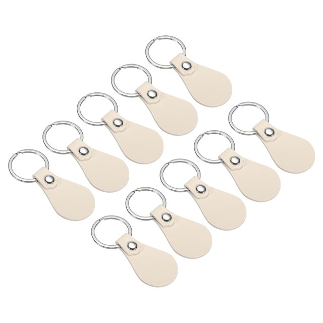Unique Bargains Leather Key Fob Kit, 10 Pack PU Leather Key Fob Blanks and Key Rings for Laser Engraving, White