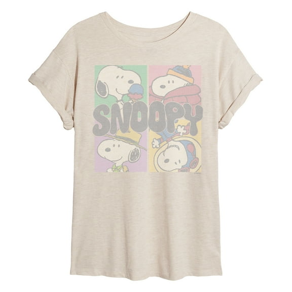 Peanuts - Snoopy Grid  - Womens Oversized Graphic T-Shirt