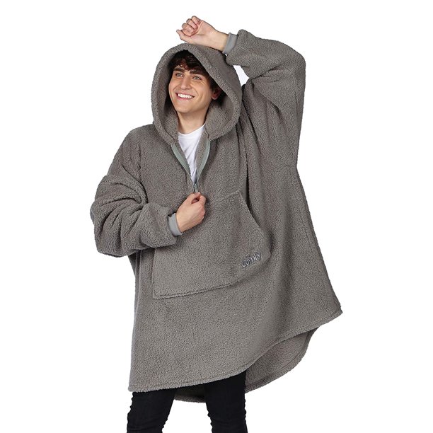 Manta portátil de gran tamañosudadera con capucha de forro polar suave (gris) Likrtyny Para estrenar