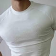 thumbnail image 6 of Compression Training T-Shirt Men's Seamless Athletic Muscle Tops Moisture-Wicking Gym Stretchy Workout Tee White XXL, 6 of 7