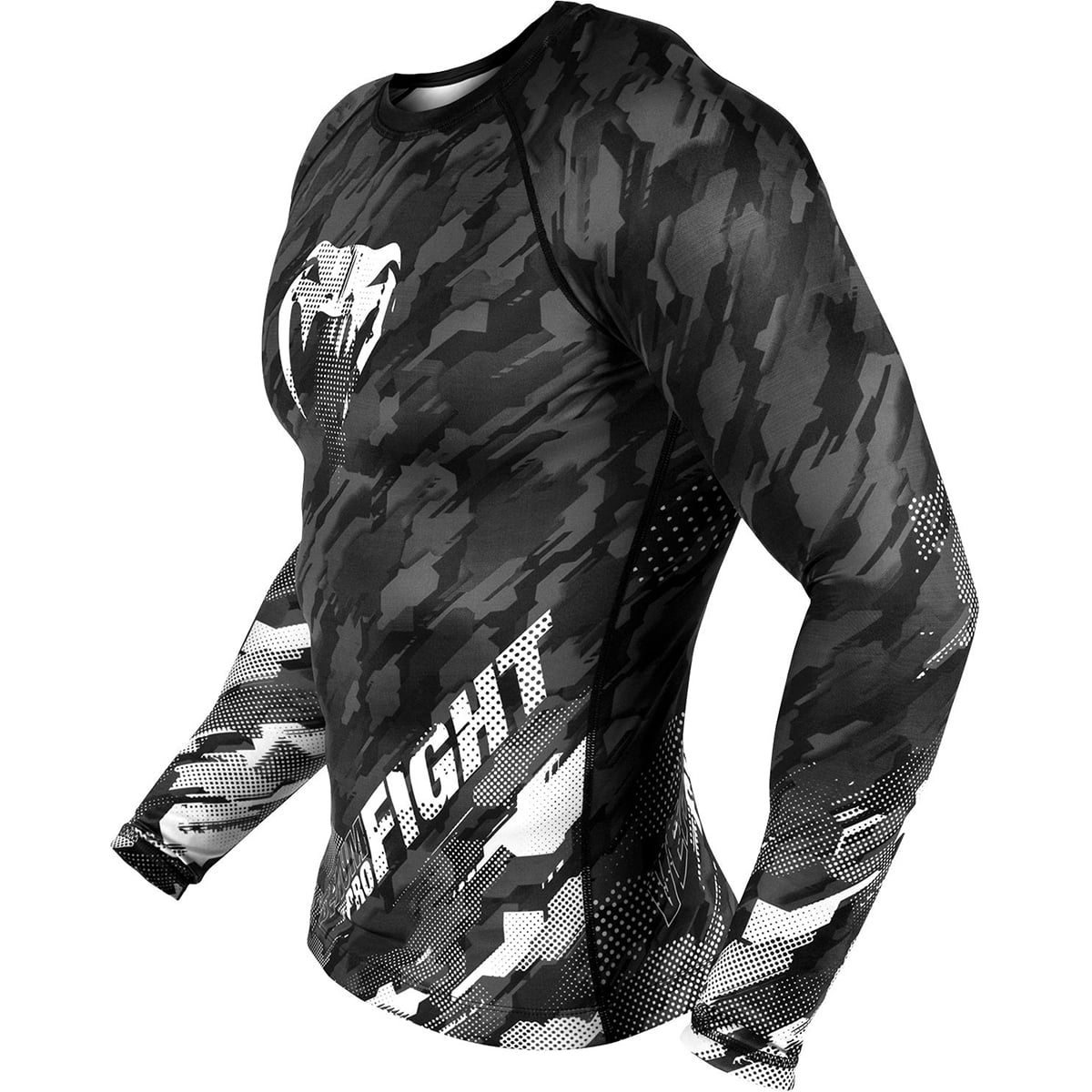 Venum Mens Tecmo Long Sleeve Rash Guard MMA BJJ Dark Grey