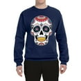 thumbnail image 2 of Wild Bobby Day Of The Dead Sugar Skull Pop Culture Unisex Crewneck Graphic Sweatshirt, Navy, XX-Large, 2 of 5