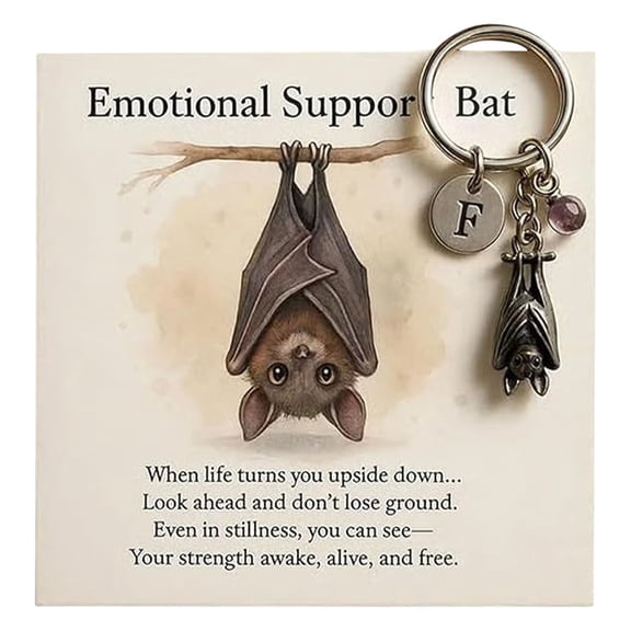 Emotional Support Bat Keychain, Cute Metal Keyring for Best Friend, Galentine's Day Gift