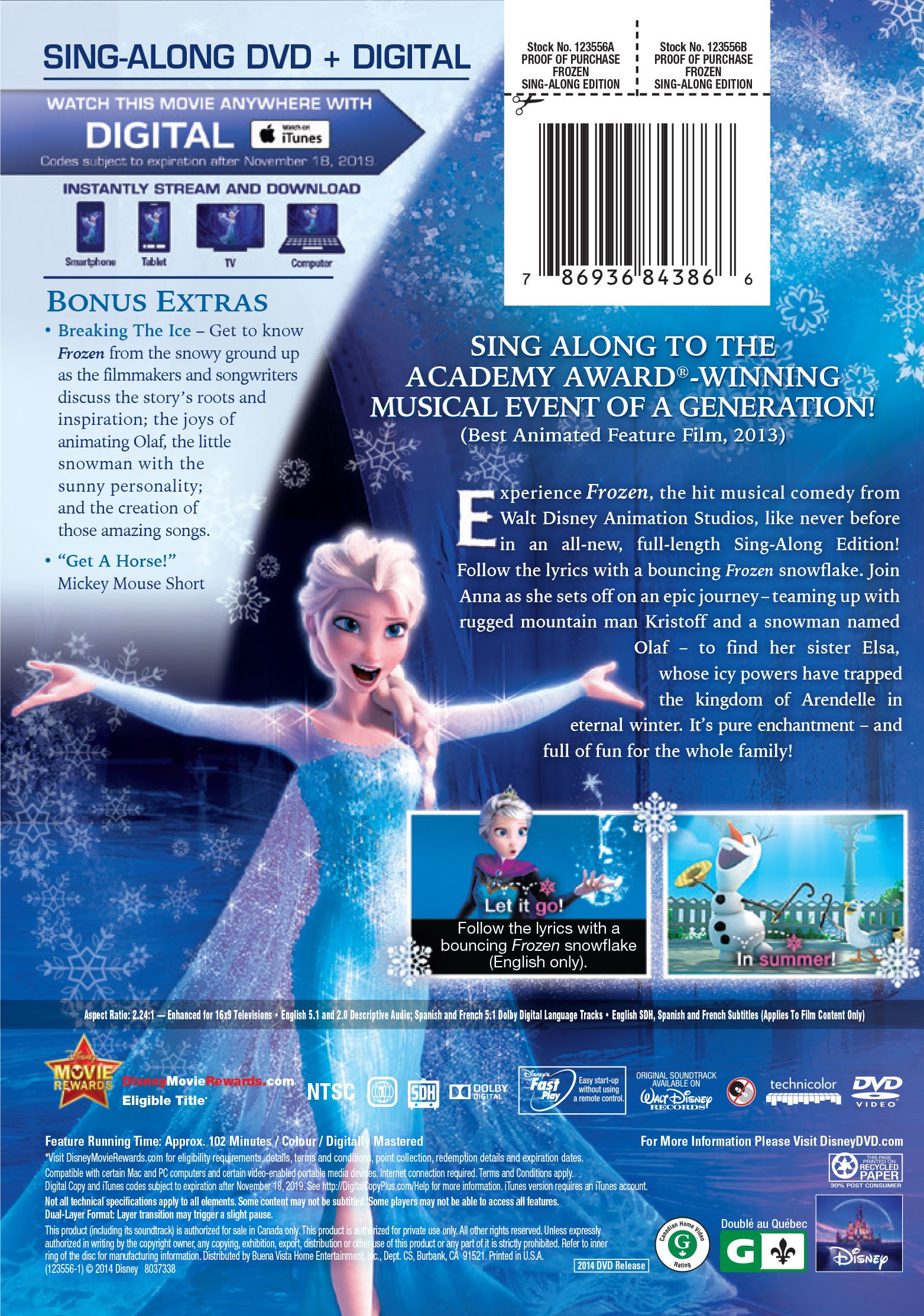 Frozen Sing Along Edition (DVD + Digital Code) - image 3 of 4