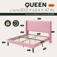 thumbnail image 3 of Einfach Queen Bed Frame, Upholstered Platform Bed with Wingback Headboard, No Box Spring Required, Pink, 3 of 9