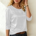 thumbnail image 5 of idosla Womens Silk Satin Shirts 3/4 Length Sleeve Crewneck Lightweight Going Out Tops Loose Casual Blouses Business Outfits (White, S), 5 of 9