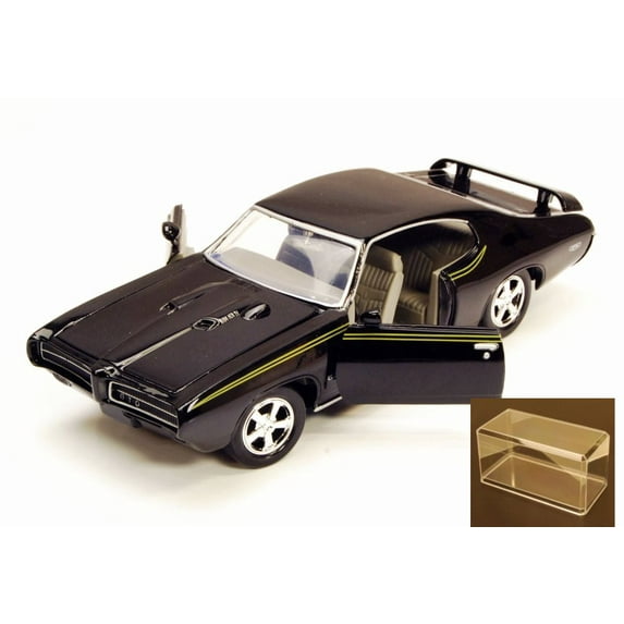 Diecast Car & Accessory Package - 1969 Pontiac GTO Judge, Black - Showcasts 73242 - 1/24 Scale Diecast Model Car w/display case