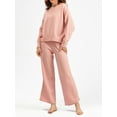 thumbnail image 2 of Faithtur Femmes Chandail Décontracté Ensemble d'Hiver de Couleur Unie Pull Col Rond et Pantalons à Jambes Larges Tenues Hiver 2 Pièces, 2 of 6