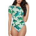 thumbnail image 1 of Balery Green Sea Turtle Body de cuello redondo de manga corta para mujer Tops de manga corta Tops básicos-Medium, 1 of 7