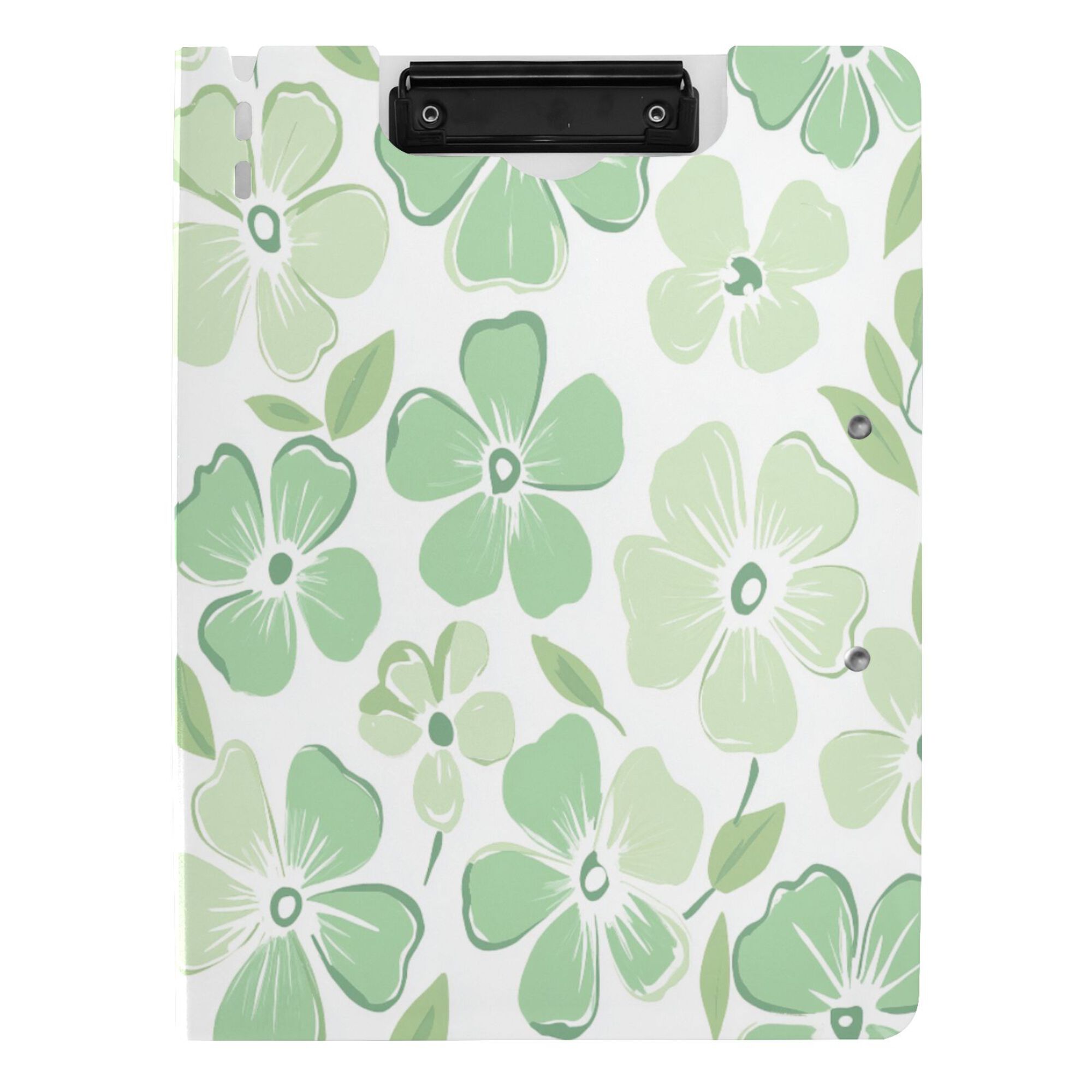 FORMRS A4 Clipboard Folder with Pen Holder Horizontal Foldable School Office Binder, Green Floral