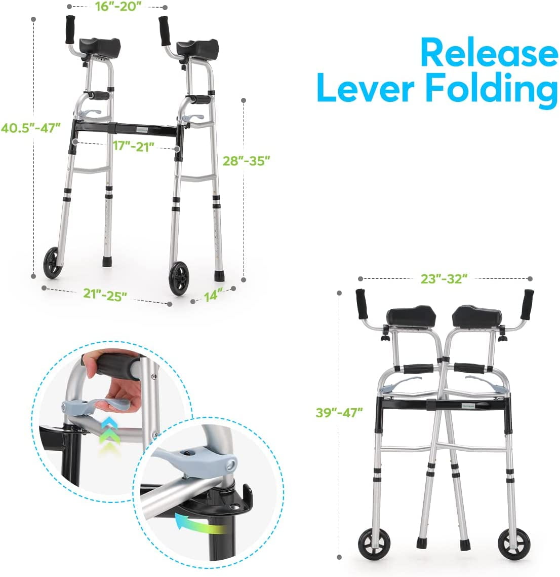 ・PALM TOP WALKER レッソル・シルバス セット OasisSpace Elderly Foldable Walker: 300lbs Adult Medical