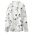 thumbnail image 4 of Womens Button Down Shirts Loose Fit Long Sleeve Collared Blouse Casual V Neck Tops Outfits Light Blue M, 4 of 7