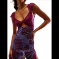 thumbnail image 1 of Vestidos Largos de Verano Y2K con Encaje, Retazos, , Estampado Floral, Escote Corazón, Espalda Descubierta y Abertura para Mujer Púrpura L, 1 of 7
