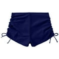 thumbnail image 4 of Women Swimsuits Tummy Control High Waist Solid Color Drawstring Side Fashion Bikini Bottoms Navy XL, 4 of 5