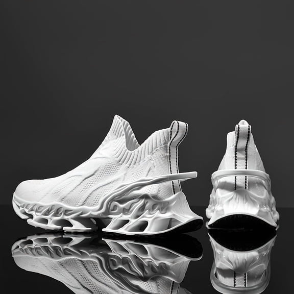 New Four Seasons Running Shoes with Breathable Mesh Surface, Trendy Men's White Sports Shoes with Soft Bottom, Elastic Shock Absorption, Casual Shoes