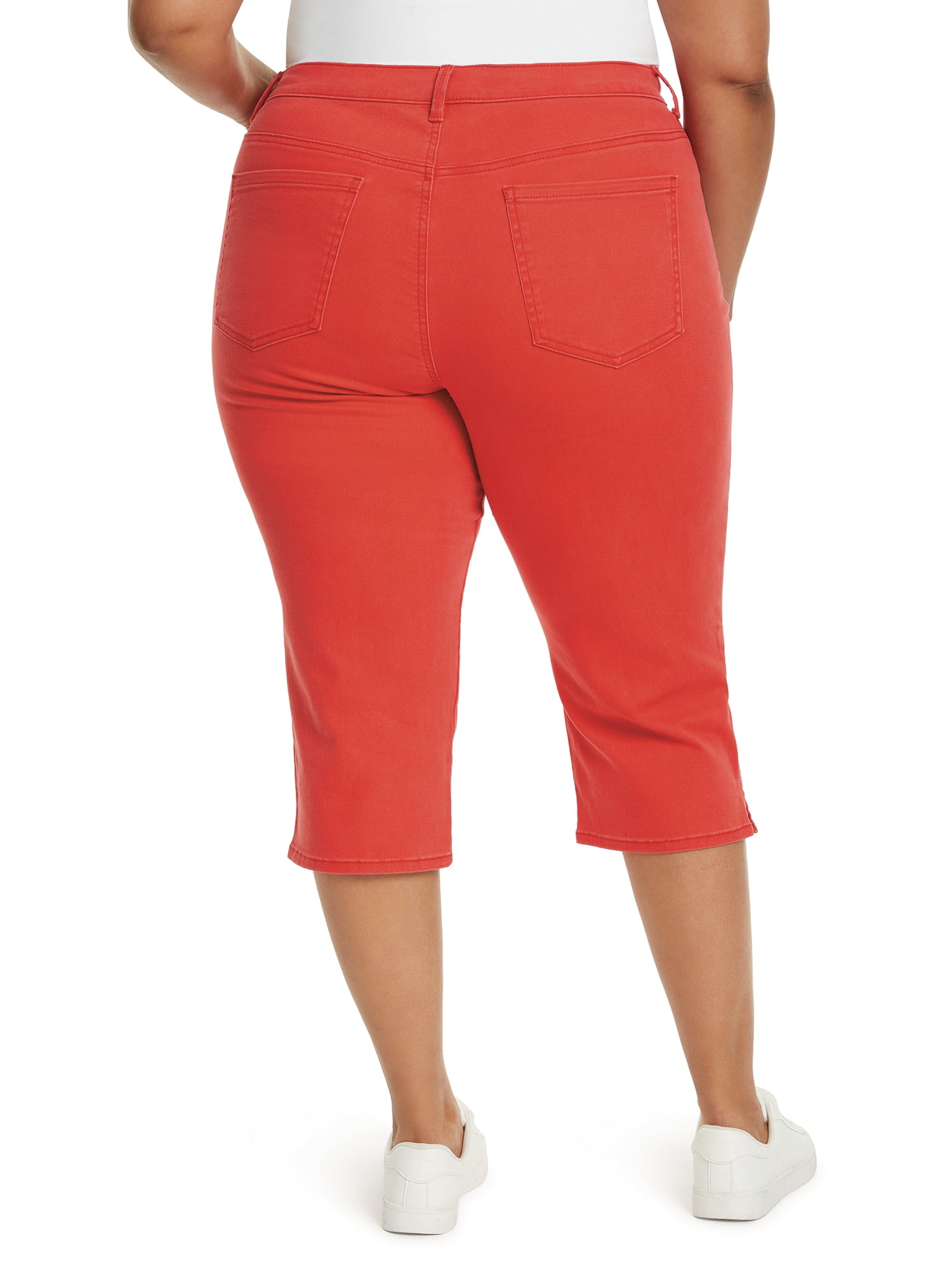 Gloria Vanderbilt Swan Series Women's Plus Amanda 5 Pocket Capri with Slit, Sizes 16W-24W