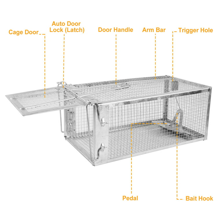 Rat Trap Cage Humane Live Rodent Trap Cage Galvanized Iron Mice Mouse  Control Bait Catch 