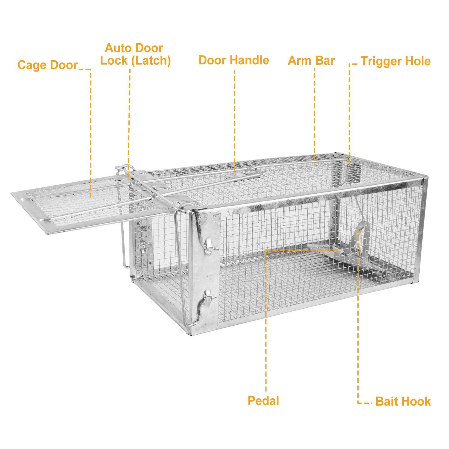 Humane Live Rat Trap Chipmunk Rodent Trap for Indoor and Outdoor Small Animal Mouse Voles Hamsters Galvanized Iron Cage 1-Door