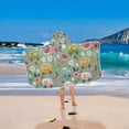 thumbnail image 2 of Yayeee Kids Hooded Towel with Hand Pockets Beach Soft Absorbent Bath Wrap 50 x 23.5 inch, Green Cartoon Trucks Pattern, 2 of 5
