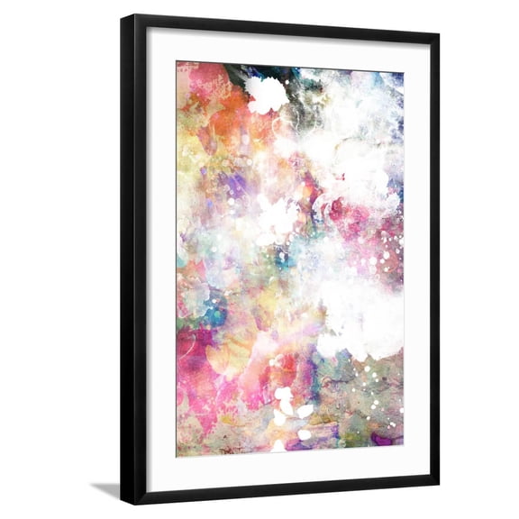 Art.com Abstract Grunge Texture With Watercolor Paint Splatter Art Print by run4it, Black Frame Wall Art, 21" x 29"