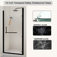 thumbnail image 4 of Noble House 33" Semi-Frameless Pivot Shower Door, Tempered Clear Glass, Reversible Adjustable Width, Matte Black, 4 of 8