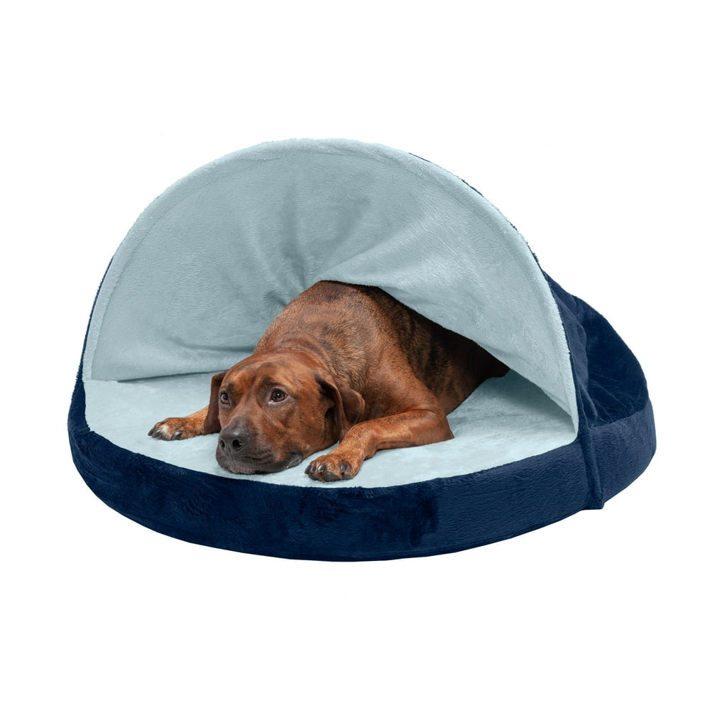 FurHaven Pet Dog Bed Memory Foam Round Microvelvet Snuggery Burrow