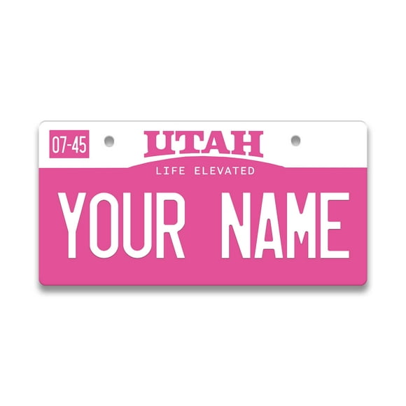 BRGiftShop Personalized Mini Metal Novelty Souvenir Utah Pink Holiday 2021 3x6 inches Custom Name Bicycle Bike Stroller Children's Toy Car