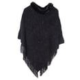 thumbnail image 1 of Suéter de punto bohemio para mujer, otoño e invierno, talla grande, con capucha, chal, poncho, chal de punto, capa, borla, 1 of 6