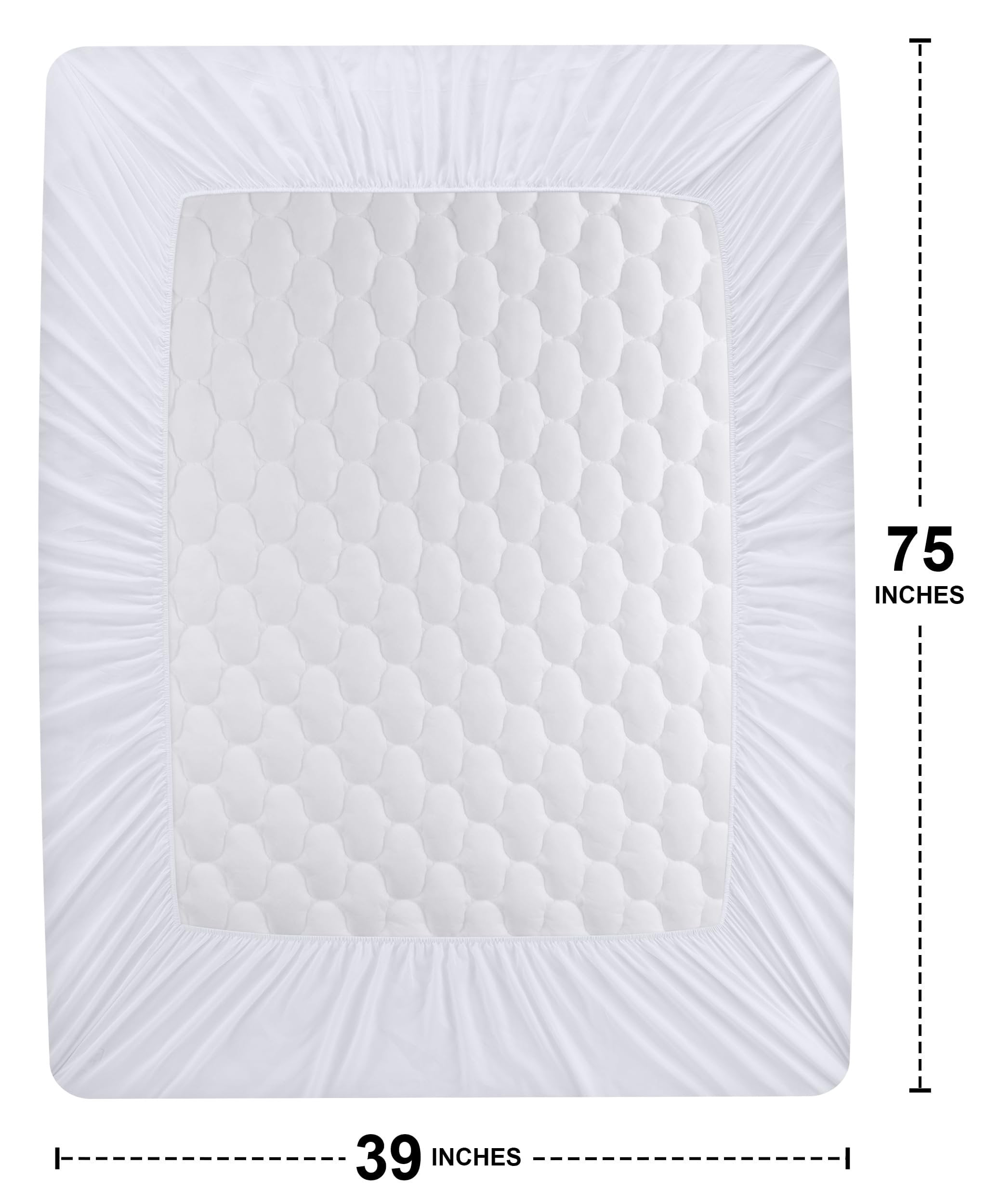 Utopia Bedding 2 Pack Waterproof Mattress Protector, Twin Mattress Pad, Quilted Fitted Cover with Deep Pocket Stretches up to 16 Inches (White)