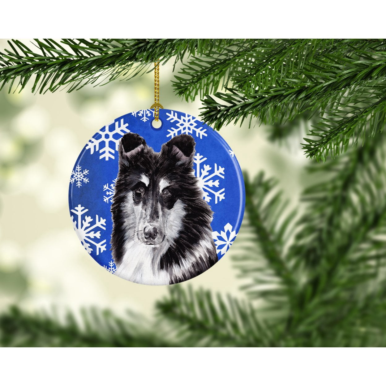 11 x 15 in. Bearded Collie Winter Snowflakes Holiday Flag Garden Size