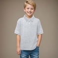 thumbnail image 2 of CAUYDY Boys Polo Shirts Kids School Uniform Shirts Short Sleeve Girls Collared Shirts(L101-Light Gray,11-12 Y), 2 of 8