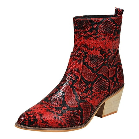 

Boots Clearance Juebong Women s Square Heel Mid Heel Zipper Serpentine Low Tube Boots Shoes