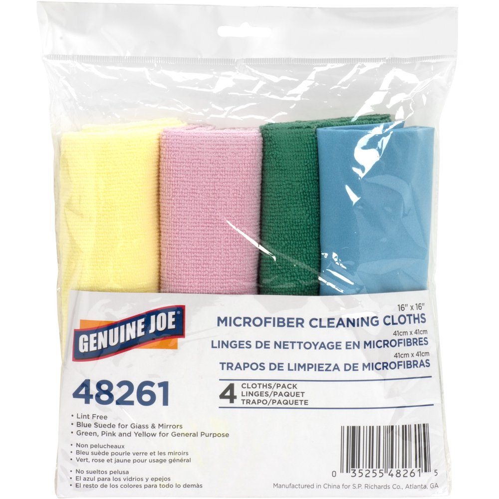 Genuine Joe Colorcoded Microfiber Cleaning Cloths, Assorted, 4 / Pack (Quantity)