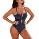 thumbnail image 2 of Trajes de baño para mujer, moda de verano para mujer, color sólido con cojín en el pecho y sin soporte de acero, traje de baño con tirantes sin espalda, trajes de baño para mujer, trajes de baño para, 2 of 9