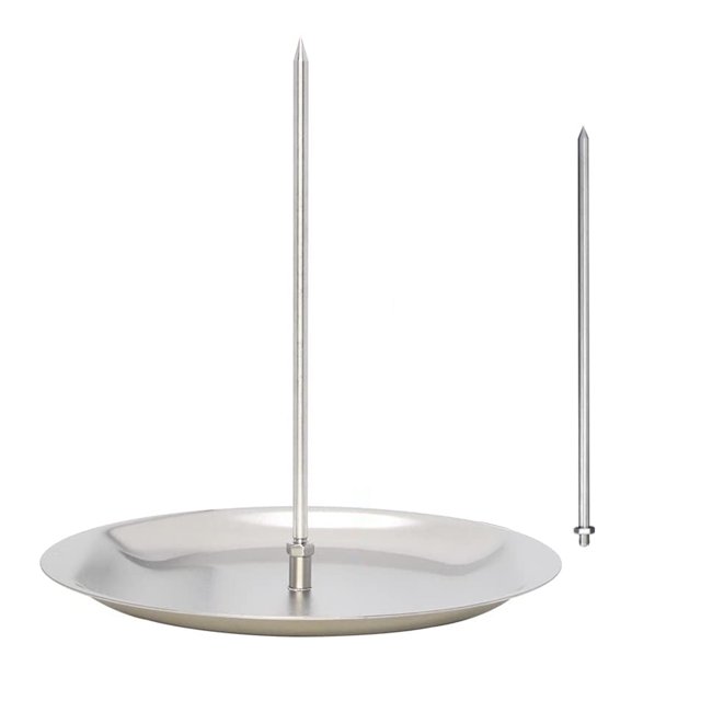 Visland Al Pastor Skewer Vertical Skewer for Tacos Kebabs with 2 Removable Spikes 8 Inch Shawarma Rack Moisture-retaining Grill Pan BBQ Grilling Accessory