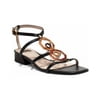 Louise Et Cie EISSA Modernist Octagonal EMBELLISHED Square Open Toe Sandals BLACK
