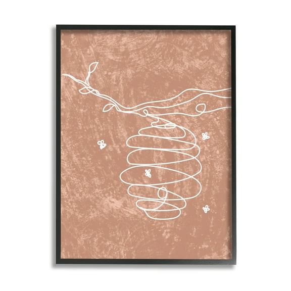 Stupell Industries Beehive Line Doodle Animals & Insects Painting Black Framed Art Print Wall Art, 11 x 14
