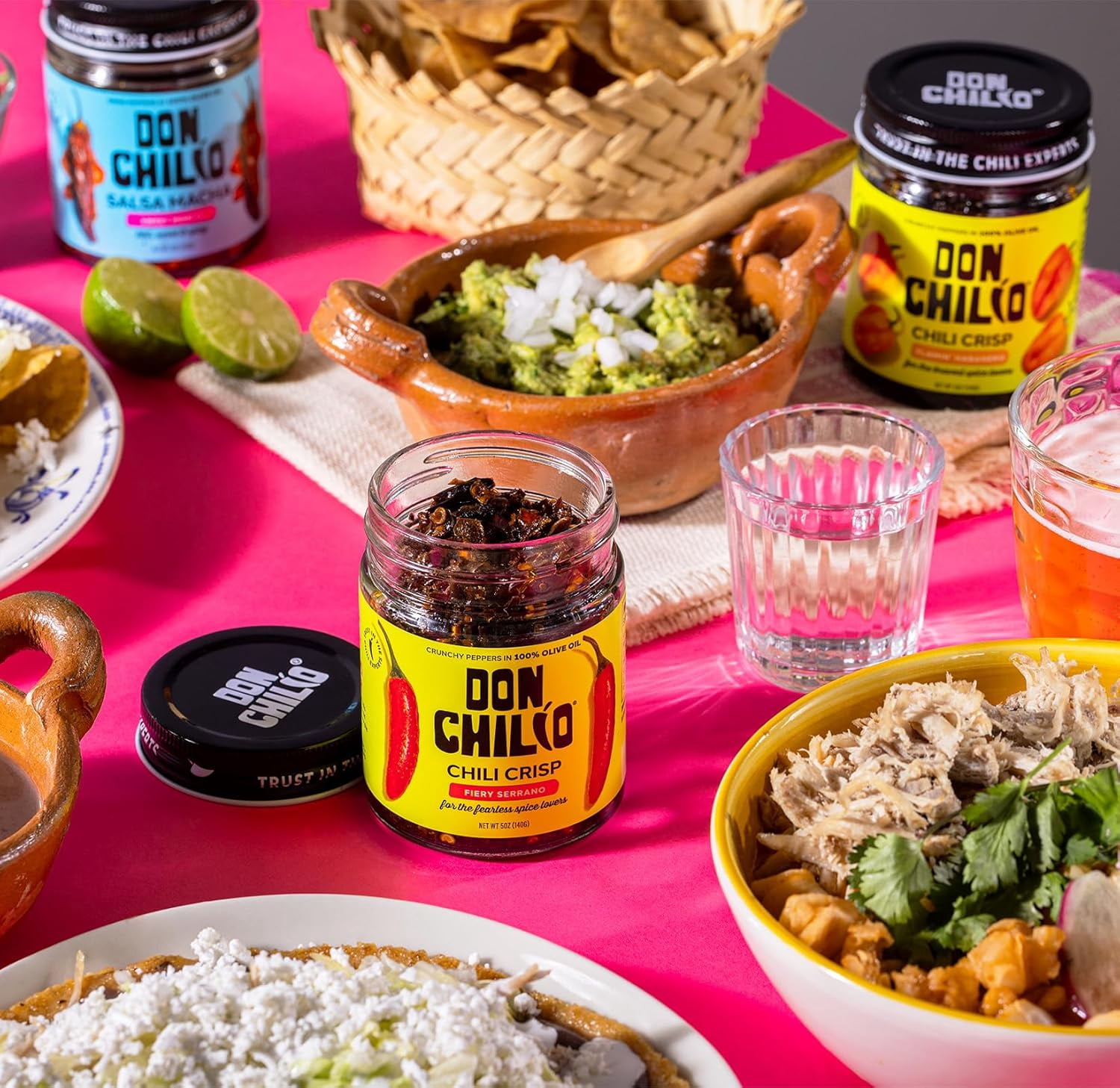 Don Chilio Chile Crisp Bundle of 3 Jars – Crunchy Sliced Jalapenos Fried Peppers in Hot Seasoned Olive Oil – 100% Natural Ingredients Perfect for Keto & Paleo Diets – 5 Oz./Jar