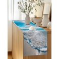 thumbnail image 2 of Summer Beach Blue Ocean Table Runner 13x90in Non-Slip Cotton Linen Table Runners, Seaside Waves Dresser Scarves TableRunner for Dinner Kitchen Dining Wedding Party, 2 of 9