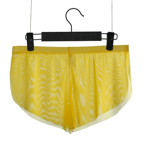 Pitauce Mens Sheer Mesh Underwear Ultra-Thin Boxer Briefs Breathable Loose Panties Transparent Underpants with Split Side