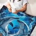 thumbnail image 6 of Contemporary Reversible Flannel Throw Blanket with Digital Dolphin - Multipurpose All-Season Cozy Sofa Blanket Perfect for Camping, Beach, Office Naps, and Home Decor - Unique Gifting Option, 6 of 7