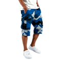 thumbnail image 2 of Awwp Men's Camo Cargo Shorts Lightweight Quick Dry Polyester Shorts Elastic Waist Casual Multi-Pocket Breathable Summer Outdoor Hiking Work Shorts Blue Size: Xl, 2 of 9