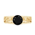 thumbnail image 4 of Rosec Jewels Natural Black Onyx Solitaire Engagement Ring - Filigree Ring for Women - 8 mm - AAA Quality - With Jewelry Box, 14K Yellow Gold, US 7.50, 4 of 8