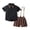 A-Black264, variant on WhouRiu Outfit Set for Infant Boy Short Sleeve Shirt Suspenders Shorts Child Formal Cozy Gentleman Outfits,3-Piece Black,Size 18-24 M