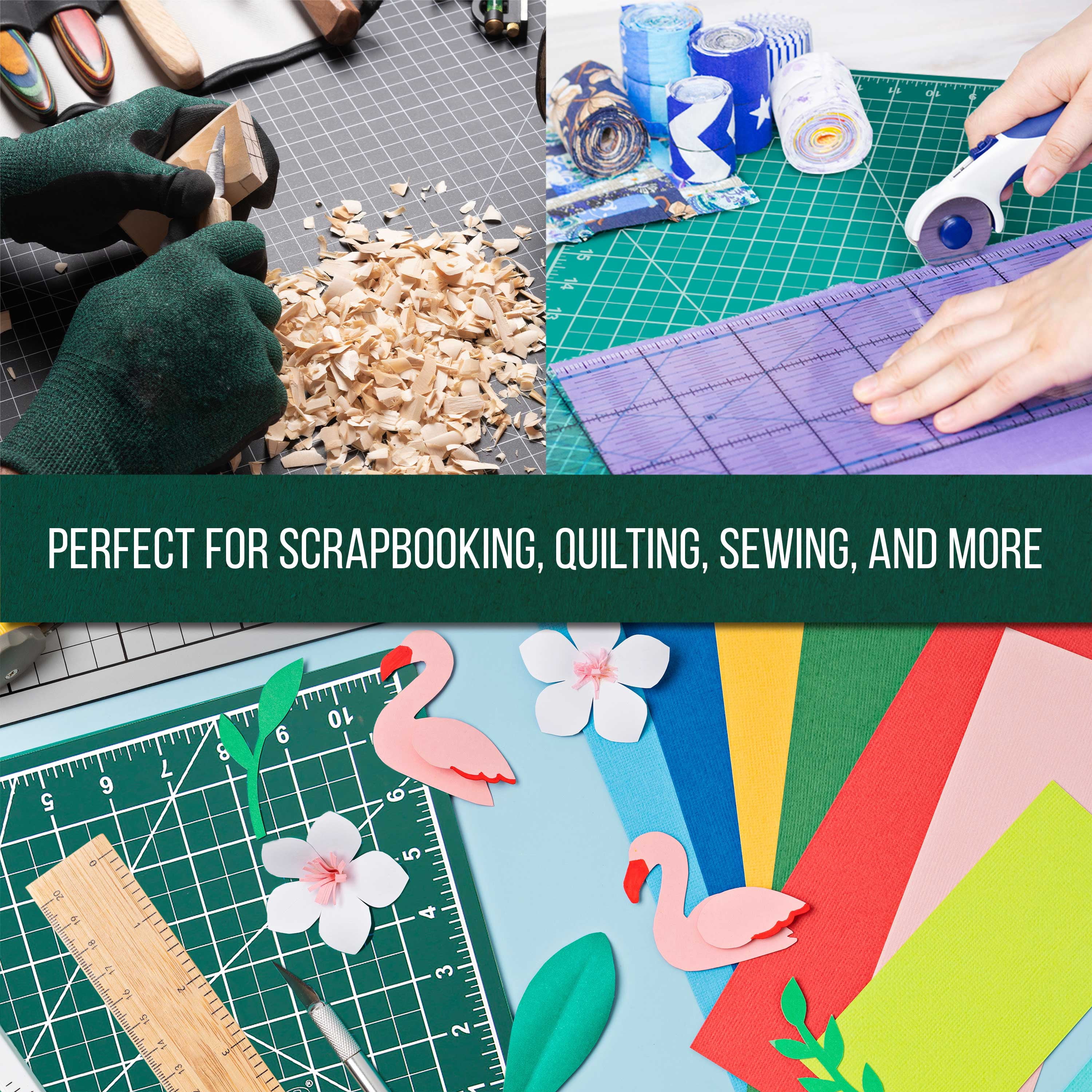 U.S. Art Supply 9" x 12" Self-Healing Cutting Mat 5-Ply - Double-Sided Green/Black Craft Mat, Non-Slip Cutting Mats for Crafts, Sewing, Quilting, Scrapbooking