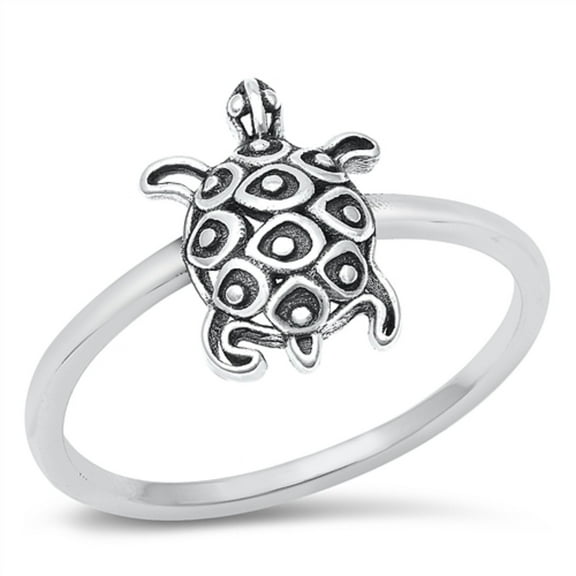 All in Stock Sterling Silver Open Leopard Turtle Ring Size 9