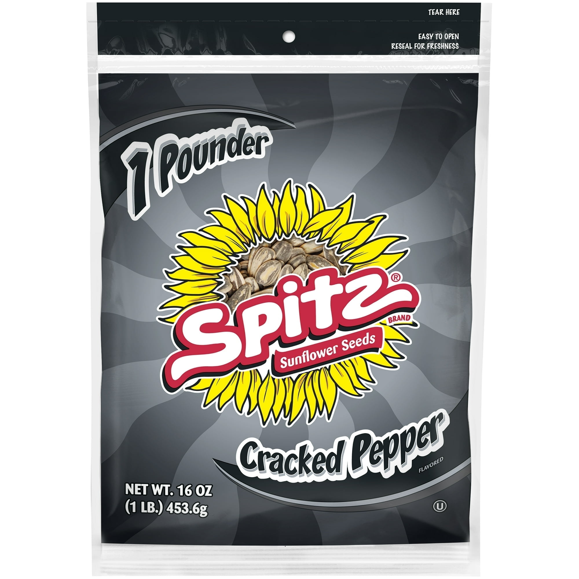 Spitz Cracked Pepper Sunflower Seeds, 16 oz (Pack of 3) – Roasted & Seasoned, Keto-Friendly Snack, Resealable Bag