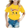 thumbnail image 2 of Cute Summer Shirts for Girls Size 6-8 Years Kid Girls Cute Cat Fashion Printed Round Neck Short Sleeve Tee Summer Casual Loose Soft T Shirt Tops, 2 of 4